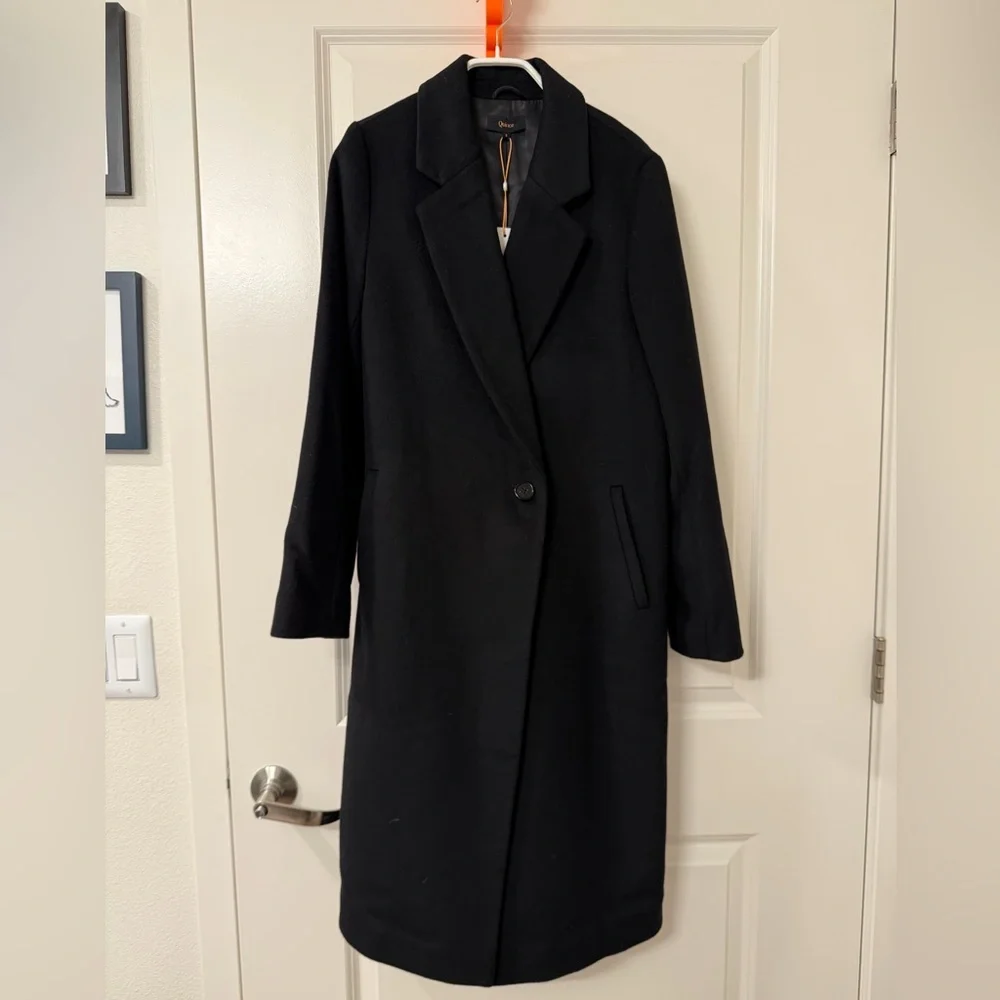 Quince Classic Black Wool Coat - Picture 2 of 6